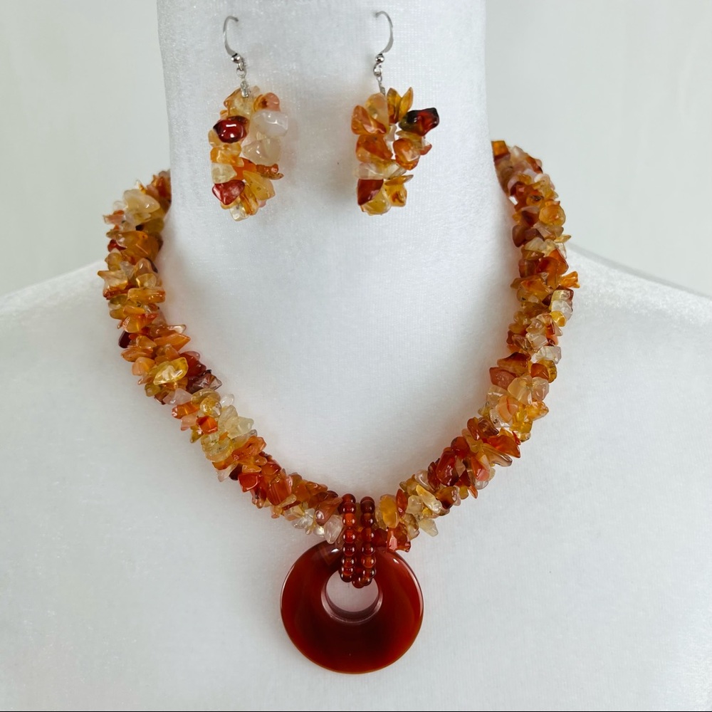Cornelian Semi-Precious Stone Necklace